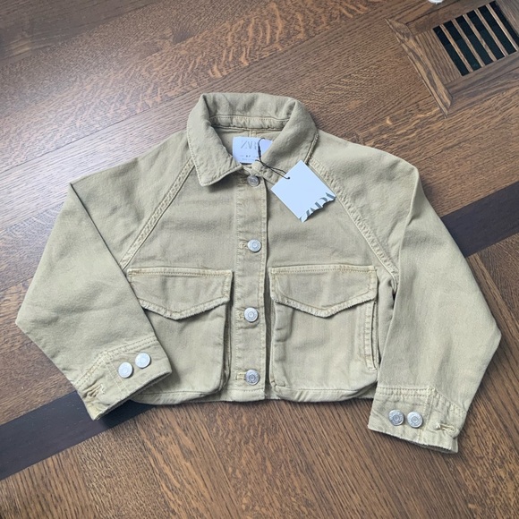 ZARA Cargo Light Green Denim Spring Jacket Youth Boys SZ 6-7 BRAND NEW With Tag - Picture 2 of 14